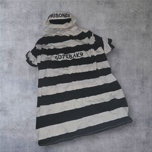 Casual Canine Black and White Striped Prisoner Costume For Dogs Size Large